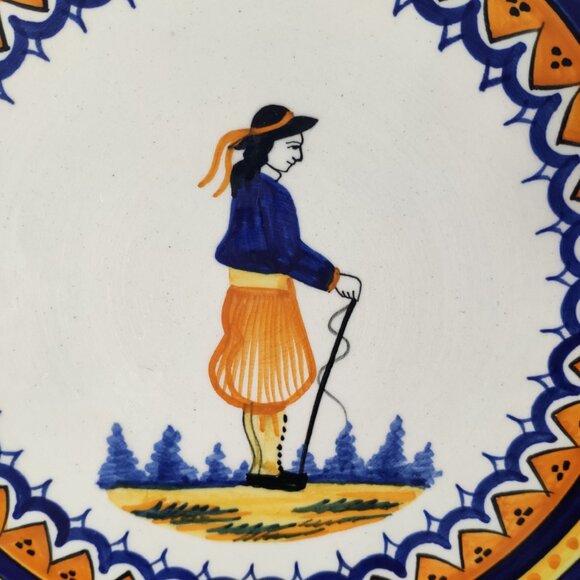 Henriot Quimper Faience VTG Platter French Ceramic Hand Painted Signed 11.5" - Picture 2 of 6